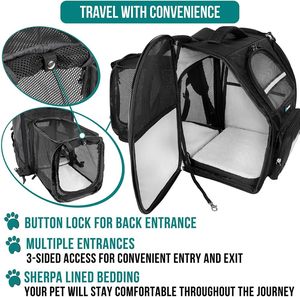 Free sample Cat <b>Carrier</b> <b>Dog</b> Carrying Case for Pets Up to 15 Lbs, Airline Approved Travel Puppy Bag, with Removable Fleece Pad - Product Image 3