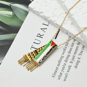 Collar Largo con Colgante de Acero Inoxidable, Chapado en Oro Real de 18K PVD, Antideslustre, con Diseño de Bufanda de Palestina, para Mujer y Hombre - Product Image 2