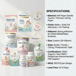 Autocollant pour <span class=keywords><strong>aliments</strong></span> pour bébés au design de dessin animé mignon, rouleau d'étiquettes en feuille d'or doux au toucher pour l'emballage nutritionnel Maman et moi - Product Image 3