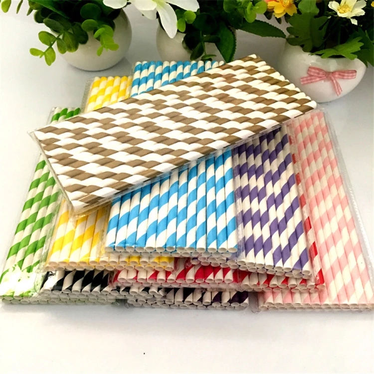 100% Biodegradable Disposable Individually Paper Wrapped Drinking Straw Eco Friendly Bubble Tea Paper Straws