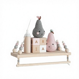Estante de Almacenamiento Decorativo de Pared Moderno y Ecológico DaiRui, Estante de Madera de Doble Capa con Cuentas de Madera de Estilo Nórdico para Sala de Estar - Product Image 2