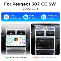 Radio de Coche Junsun con Pantalla Inalámbrica CarPlay y Android Auto, Navegación GPS para Peugeot 307 SW 2002-2013, Estéreo Multimedia 2 DIN