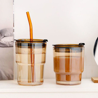 Tasse à joint en bambou verre réutilisable anti-fuite personnalisée étui en cuir avec couvercle paille pour eau thé lait tasses à café