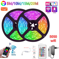Bande LED RGB 5050 5V USB 10m 5m 3m 2m avec télécommande, rétroéclairage TV, décoration de la maison, bande lumineuse intelligente LED