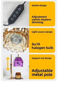 Cadeaux pour la fête des mères/anniversaire, lampe chauffe-cire à fleurs violettes avec minuterie et variateur d'intensité - Product Image 6