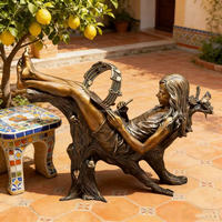 Escultura de Bronce Infantil Personalizada al por Mayor, Niña de Tamaño Real con Instrumento Musical, Color Personalizado para Decoración de Jardín Exterior