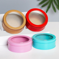 Boîte ronde en fer durable avec fenêtre transparente, boîte en métal hermétique pour bonbons, bijoux, articles de bureau, organisateur de rangement