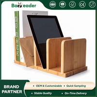 Organisateur de bureau multi-emplacements en bambou naturel personnalisé, plateau à documents, porte-fichiers, rangement de bureau pour studio avec séparateurs en papier