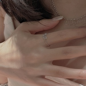 S925 Pure Silver Palace Style <b>Adjustable</b> <b>Ring</b> Simple Vintage Heart-Shaped Pull-Out Design with Niche Love Lace <b>Ring</b> - Product Image 3