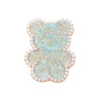 Ours en cristal orné de pierres précieuses et de ruban pour chaussures de plage ventilées et décoration de support de téléphone portable