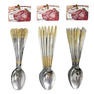 Sang trọng vàng mạ nổi xử lý 6 cái mạ muỗng nĩa và dao đặt Trung Đông flatwarestainless thép thiết lập dao kéo - Product Image 6