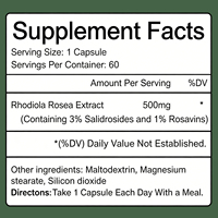 Compléments alimentaires en capsules d'extrait de Rhodiola Rosea OLLI OEM Naturel 500 mg, capsules de Rhodiola Rosea
