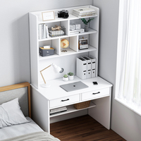 Bureau d'ordinateur rectangulaire en MDF pour le bureau à domicile, poste de travail d'écriture, table d'étude avec étagère en chêne/blanc/noyer pour petit espace