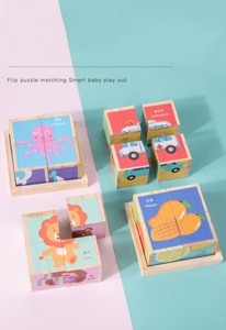 Rompecabezas 3D de juguete, 6 en 1 juego educativo, rompecabezas de bloques de construcción, Cubo de juguete, 4 Uds., rompecabezas de madera de seis lados, juguetes de madera para niños - Product Image 2