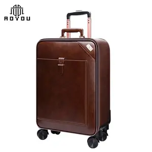 2019 New arrival TRAVEL LUGGAGE PU Leather High Quality Men's Business Trip Wheeled Luggage