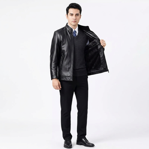 Mens Slim Fit Coated <b>Suede</b> Leather <b>Jacket</b> Stand Bold Custom Logo Design Vintage Style Hooded Great for Outdoor Activities - Product Image 1