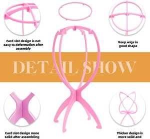 Soporte para Pelucas Amygirl, Rosado y Negro, de Plástico, 14.2 Pulgadas, Portátil, Fuerte Agarre, Cómodo, Duradero y de Calidad Premium - Product Image 4