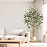 Ventes chaudes Faux olivier artificiel en bois naturel en pot réaliste pour la décoration murale de la maison, du bureau, du mariage