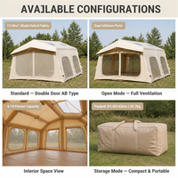Tente Gonflable Quatre Saisons en Oxford 420D à Double Porte pour Camping Familial AB, Imperméable, Coupe-Vent et Portable - Offre Spéciale