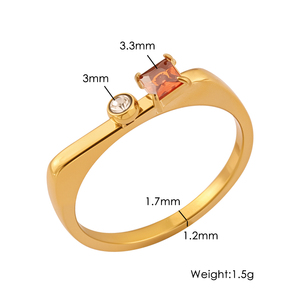 Anello a D in Acciaio Inossidabile Placcato Oro 18K PVD di Alta Qualità con Zirconi Incastonati per Donna, Gioielli all'Ingrosso - Product Image 6