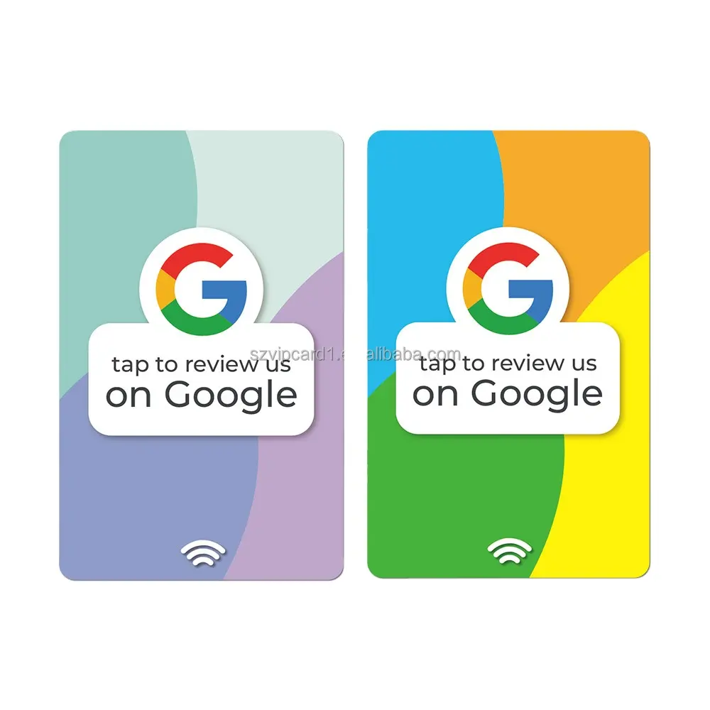 Stampa personalizzata silone Google recensioni carta PVC smart NFC biglietto da visita RFID Ntag213 215 216 google paly gift card