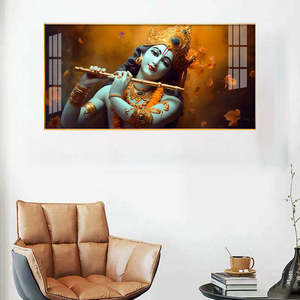 Nuovo Design Om Jai Shree Krishna Dipinto in Cristallo e Porcellana e <span class=keywords><strong>Stampe</strong></span> Artistiche Religiose Indiane <span class=keywords><strong>per</strong></span> Arredamento Soggiorno - Product Image 3