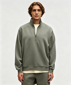 <span class=keywords><strong>Felpa</strong></span> con Zip <span class=keywords><strong>Blu</strong></span> Scuro Personalizzata OEM di Alta Qualità, Pullover in Pile di Cotone, Felpe Sportive da <span class=keywords><strong>Uomo</strong></span> con Zip Corta - Product Image 2
