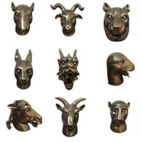 12 Cabezas de Animales del Zodíaco del Palacio de Verano Antiguo: Rata, Buey, Tigre, Conejo, Dragón, Serpiente, Caballo, Cabra, Mono, Gallo, Perro, Cerdo, Resina Sintética