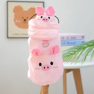 Chapeau de <span class=keywords><strong>soleil</strong></span> rose et gilet fleuri pour chiens, ensemble assorti de vêtements mignons pour chiots, tenue de costume pour animaux de compagnie pour chiens de petite et moyenne taille - Product Image 3