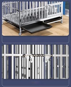 High Quality Breathable Silver Quadrate Stainless Steel Metal Outdoor Indoor Pet Cage Double-Door Push-Up Closure Dog <b>Crate</b> for - Product Image 6