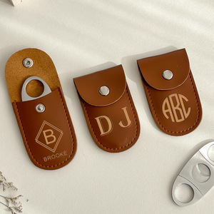 En stock: estuche para guardar cortadores de cigarros, cortador de cigarros de acero inoxidable, estuche protector de PU, nombre grabado con láser, un regalo para amantes de los cigarros - Product Image 1
