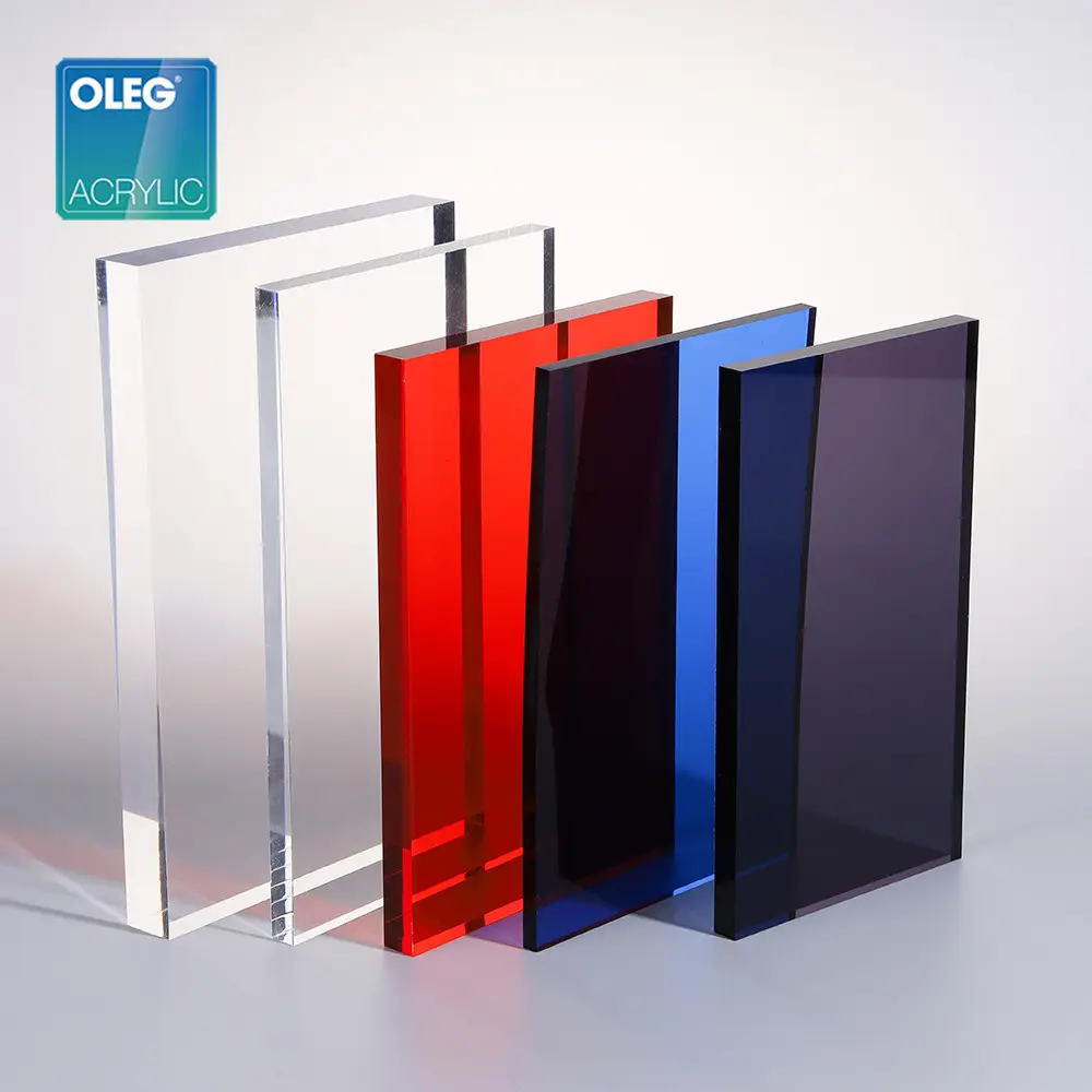 Oleg fábrica plexiglass fumo cinza sólido cor pura brilhante superfície 3mm 6mm resina acrílica folha