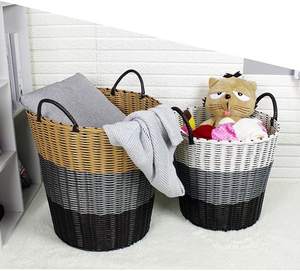 "Cotton Cotton Wicker" مستلزمات منزلية صندوق غسيل يدوية من الراتان البلاستيكي - Product Image 4