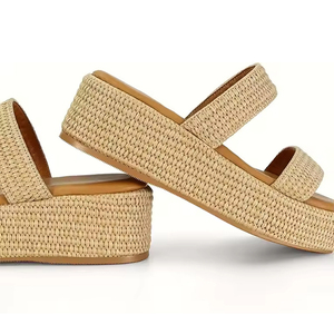 Zapatillas de playa con punta cuadrada de estilo para mujer, Sandalias planas con punta abierta para boda y Verano de Otoño de alta calidad para mujer - Product Image 2