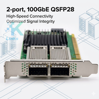 Adaptateur Ethernet filaire Mellanox CX-5 100GbE QSFP28 2 ports PCIe 4.0x16 pour serveur MCX516A-CDAT en stock