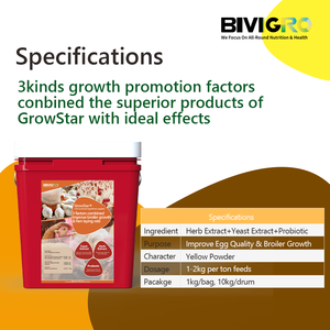 Growstar Mengandung Ekstrak Herbal Mikroekskapsulasi, Ekstrak Ragi, Probiotik untuk Meningkatkan Pertumbuhan Unggas Broiler dan Produksi Telur Petelur - Product Image 3