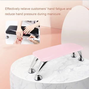 Repose-bras portable pour manucure, base en acier inoxydable, coussin en cuir souple pour salon - Product Image 5