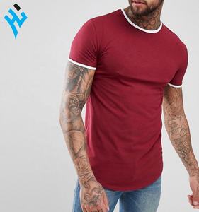 Camiseta a la moda para hombre, camisa deportiva de manga corta con contraste, color burdeos, superventas - Product Image 3