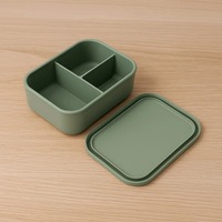 Boîte à lunch en silicone à 3 compartiments, rectangulaire, résistante à la chaleur, récipient alimentaire micro-ondable, boîte à lunch scolaire 700 ml