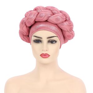 2022 nouvelle haute qualité tchèque perceuse épaisse tresses <span class=keywords><strong>femme</strong></span> beauté bande chapeau <span class=keywords><strong>africain</strong></span> tresses mousseline chapeau en Polyester-pour les musulmans - Product Image 4