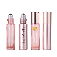 Vente en gros d'emballage cosmétique vide de 5ml 10ml rouleau en or rose sur la bouteille soins de la peau huile essentielle rouleau en verre rose bouteille de parfum