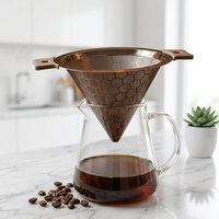 Filtre à café en métal écologique réutilisable en acier inoxydable à double maille, sans papier, pour la maison et le bureau