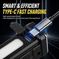 Lampe torche tactique LED USB rechargeable multifonctionnelle avec tête rotative, mise au point réglable et lumière de travail étanche