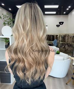 Perruque en dentelle de luxe sans colle et sans couture, couleur blonde cendrée balayage européenne, best-seller, avec filet diamant pour femmes souffrant de perte de cheveux - Product Image 2