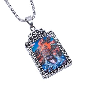 <b>Titanium</b> Steel Thangka Pendant With Behar Goddess King Design Retro Men's National Style Jewelry 216086 - Product Image 5