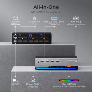 TESmart 2x2 порта дисплея Displayport KVM переключатель DP двойной монитор 2 порта 8K @ 60 Гц 2 Мониторы 2 компьютера USB 3,0 4K @ 144 Гц KVM док-станция - Product Image 2