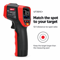 Termometer Inframerah Non-Kontak Industri Uni-T dengan Layar LCD Laser Rasio DS 20:1 Peringatan Suhu Tinggi/Rendah Garansi 1 Tahun UT302C+