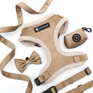 Haustierprodukte Zubehör Luxus Hundehalsband Personalisiertes Teddy-Samt Hundegeschirr für Französische Bulldoggen Sherpa Hundegeschirr - Product Image 1
