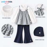 Chemisier à volants pour enfants, haut à manches longues superposé à carreaux pour filles, t-shirt de base, vente en gros OEM ODM
