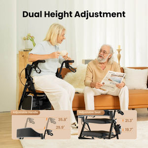 Andadores para Idosos, Rollator Ergonômico Dobrável com Assento e Encosto Ajustável - Product Image 5